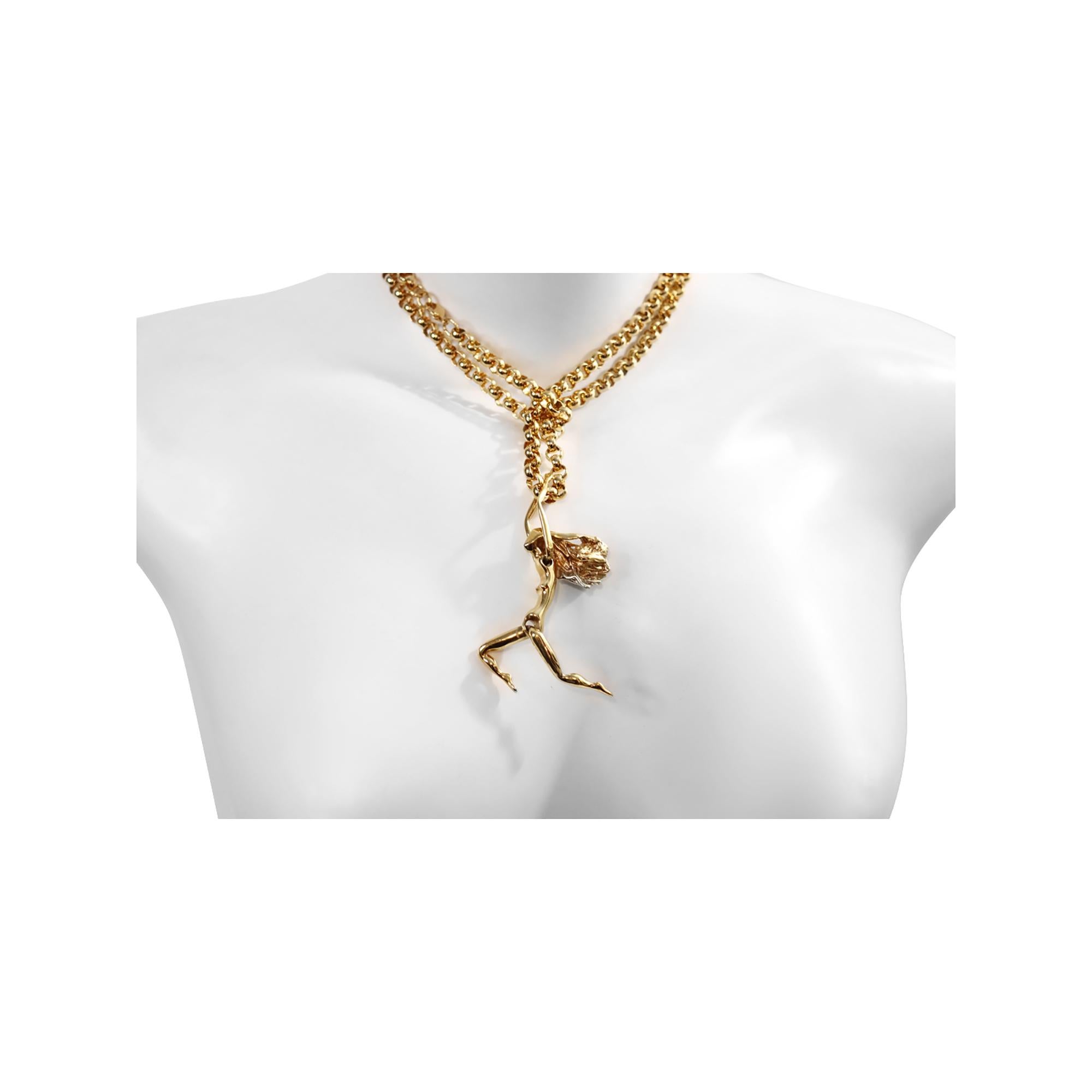 Collier vintage de dame acrobatique en or, Circa Vintage, 1980 Unisexe en vente