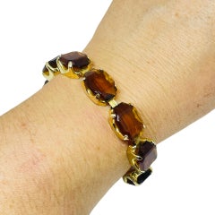 Designer-Gliederarmband im Vintage-Stil aus goldfarbenem Bernstein-Glas