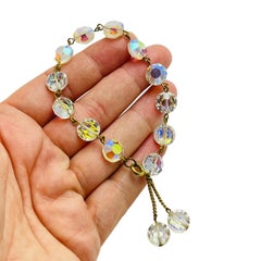 Bracciale con perle di cristallo aurora boreale vintage in tonalità oro