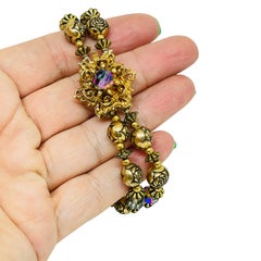 Bracelet multi brins vintage en cristal aurora et roses de couleur or