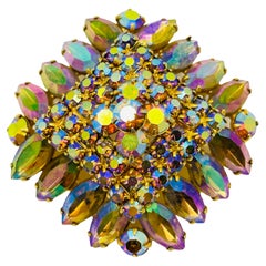 Vintage Goldton Aurora Strass massiv Designer Brosche