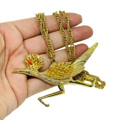 Vintage Gold Ton Vogel Anhänger Kette Designer Halskette