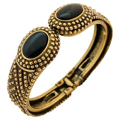 Vintage gold tone black cabs clamper designer bracelet