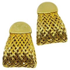Designer-Ohrstecker im Vintage-Stil mit goldfarbenem Flechtmuster