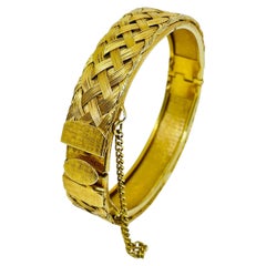 Vintage goldfarbener geflochtener Designer-Armreif mit Kette