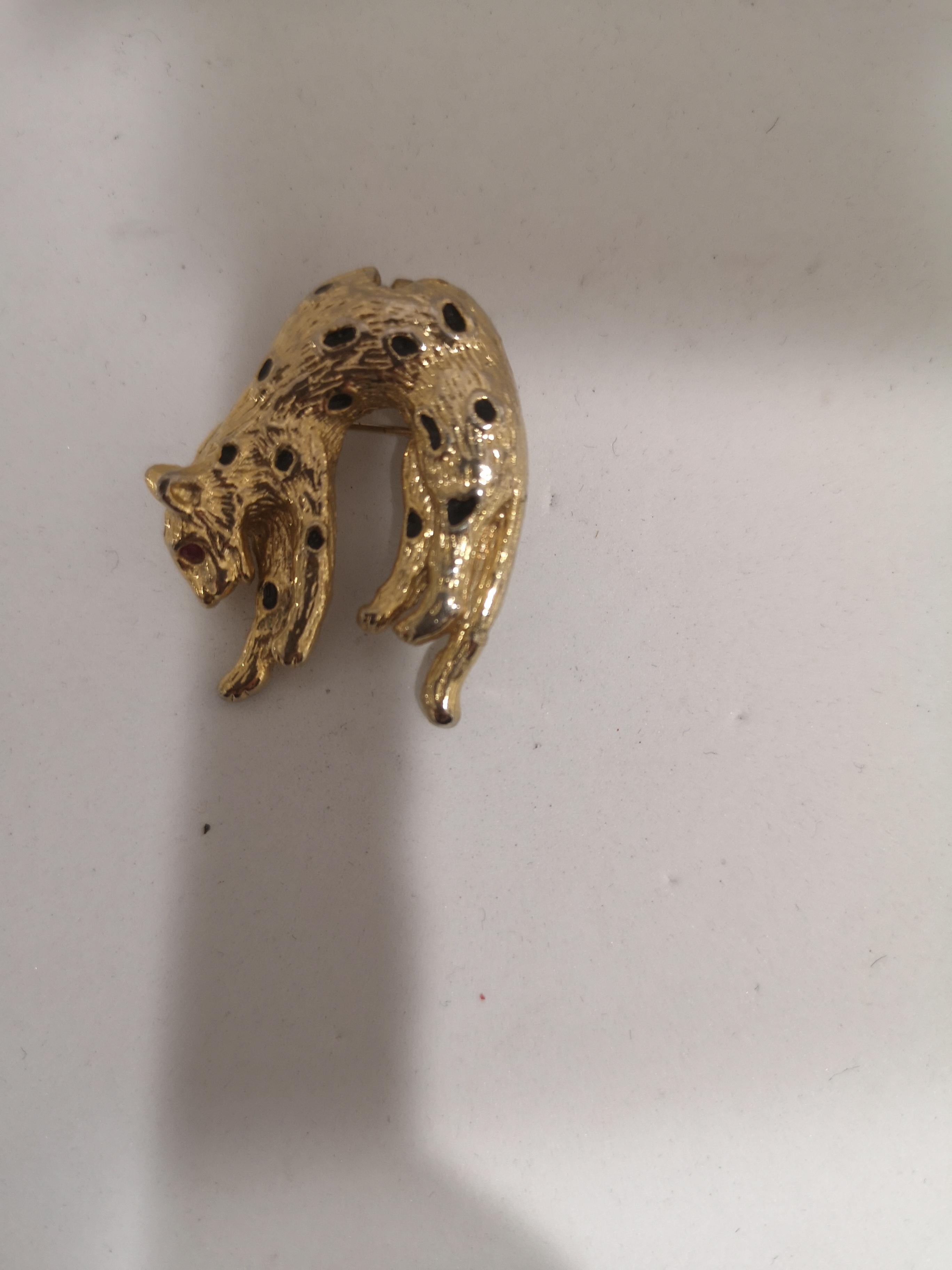 Vintage gold tone cat brooch / charm In Good Condition In Capri, IT