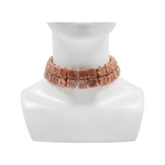 Vintage Gold-Tone Choker Necklace with Swirling Resin, Circa 1990s