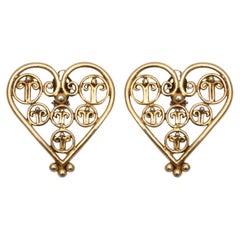 Vintage Gold-Tone Christian Lacroix Heart Clip-On Earrings