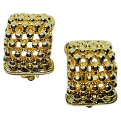 Vintage gold tone classy everyday designer clip on earrings