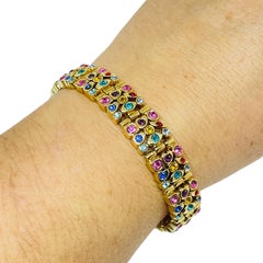Vintage Goldton bunte Strasssteine Designer Armband