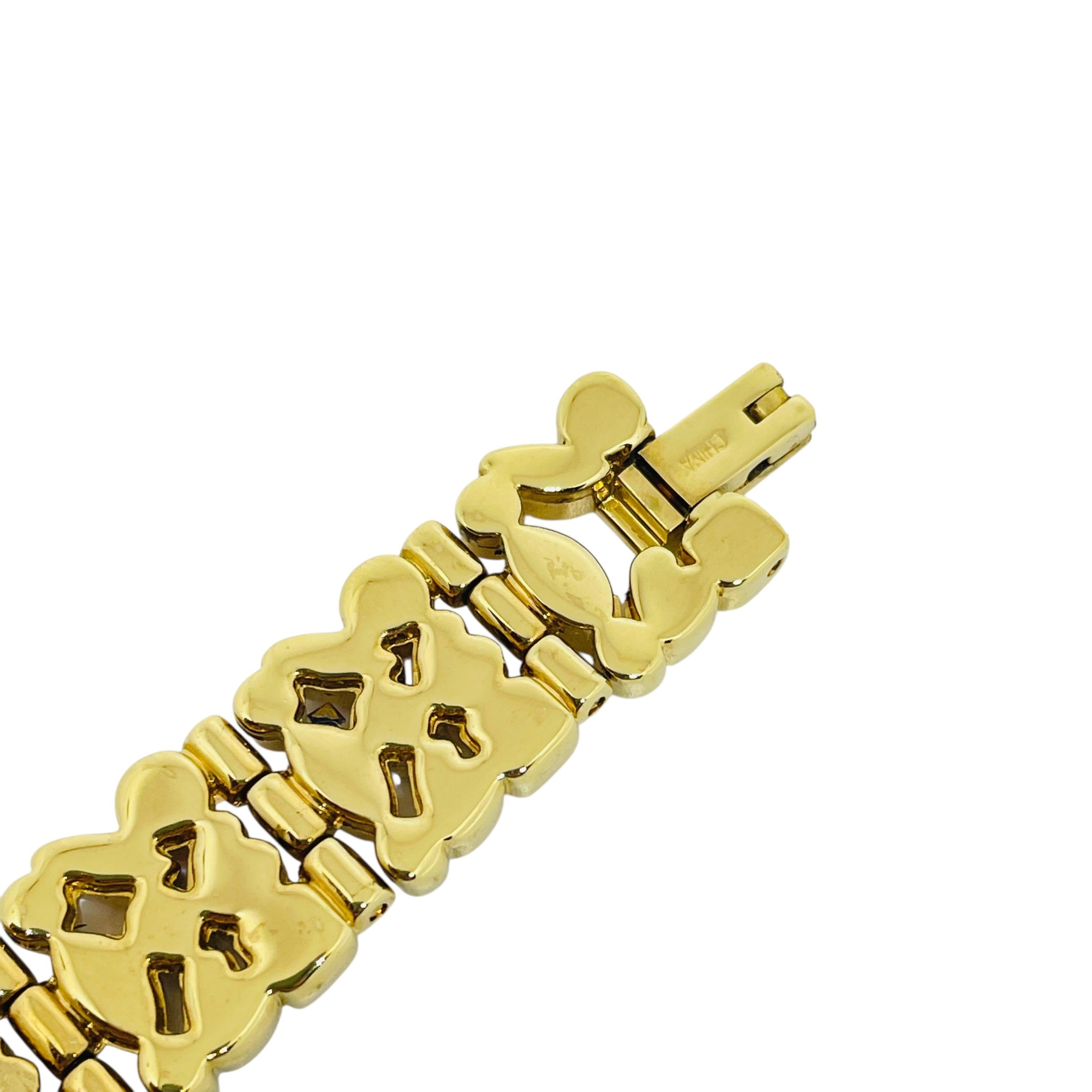 Vintage Goldton bunte Strasssteine Designer Armband im Zustand „Gut“ im Angebot in Palos Hills, IL