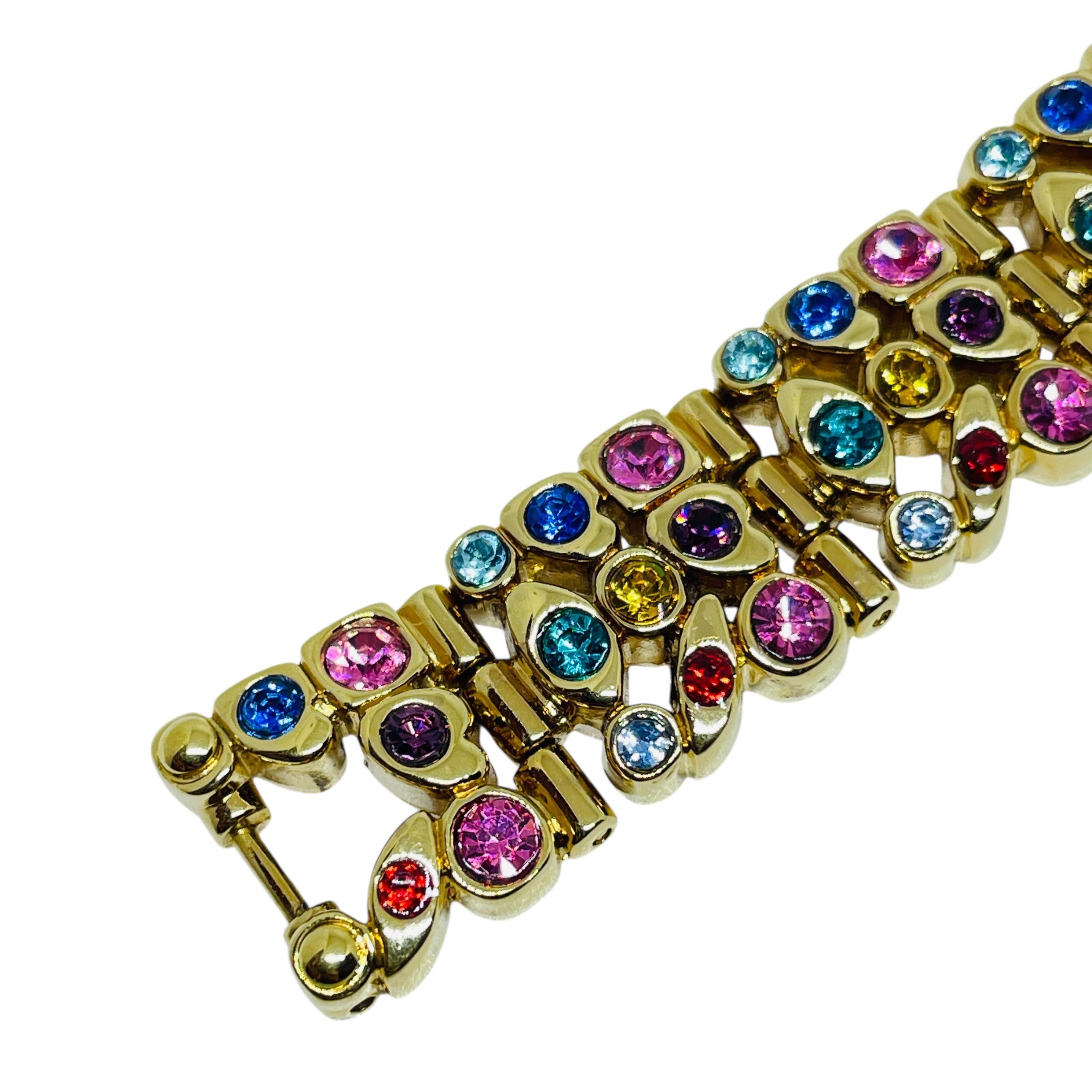 Vintage Goldton bunte Strasssteine Designer Armband im Angebot 2