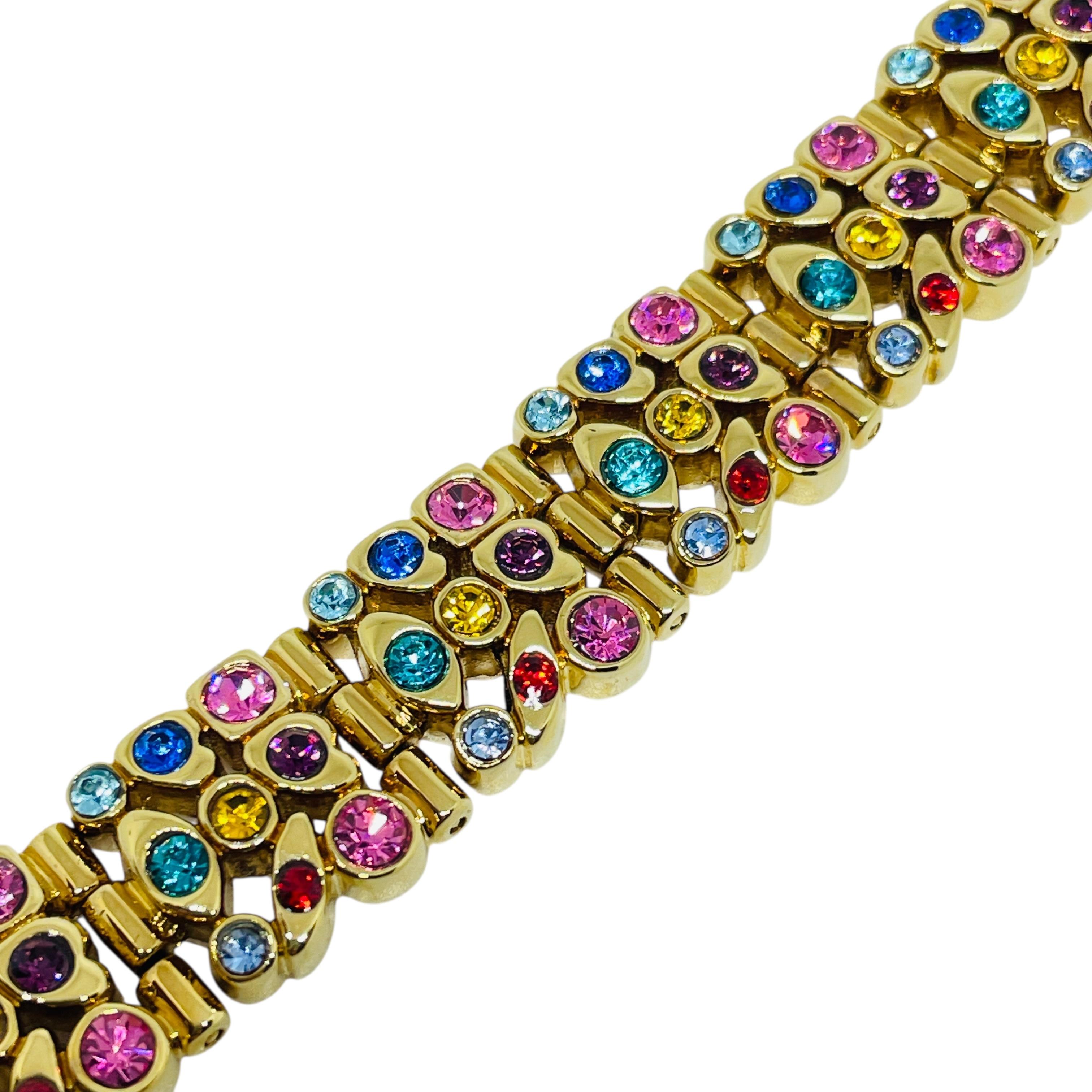 Vintage Goldton bunte Strasssteine Designer Armband im Angebot 3