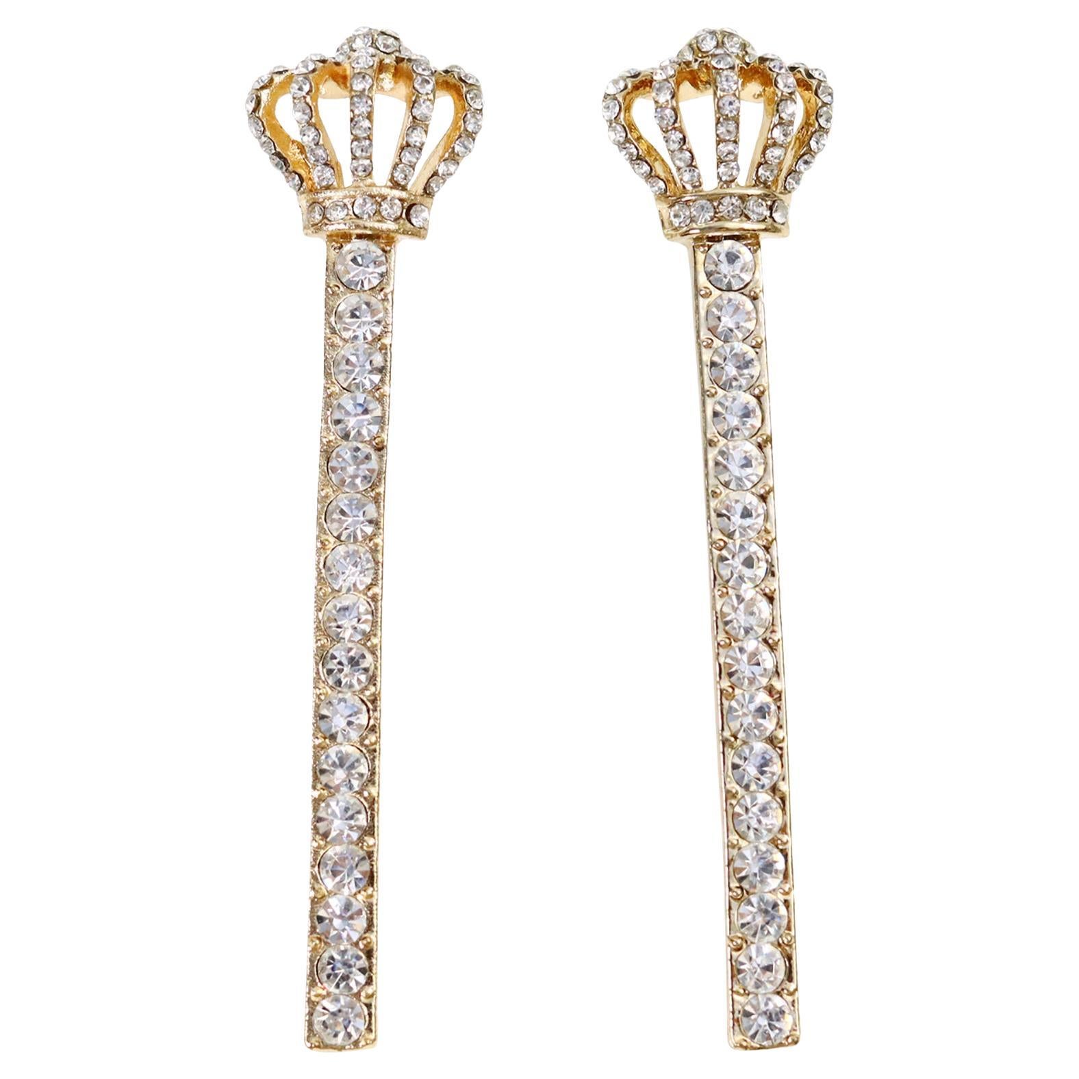 Orecchini vintage con diamanti a corona in tonalità oro, circa anni '90