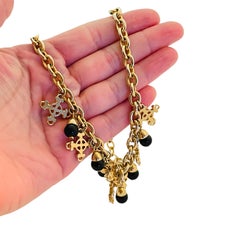 Vintage gold tone dangle cross charms chain designer necklace