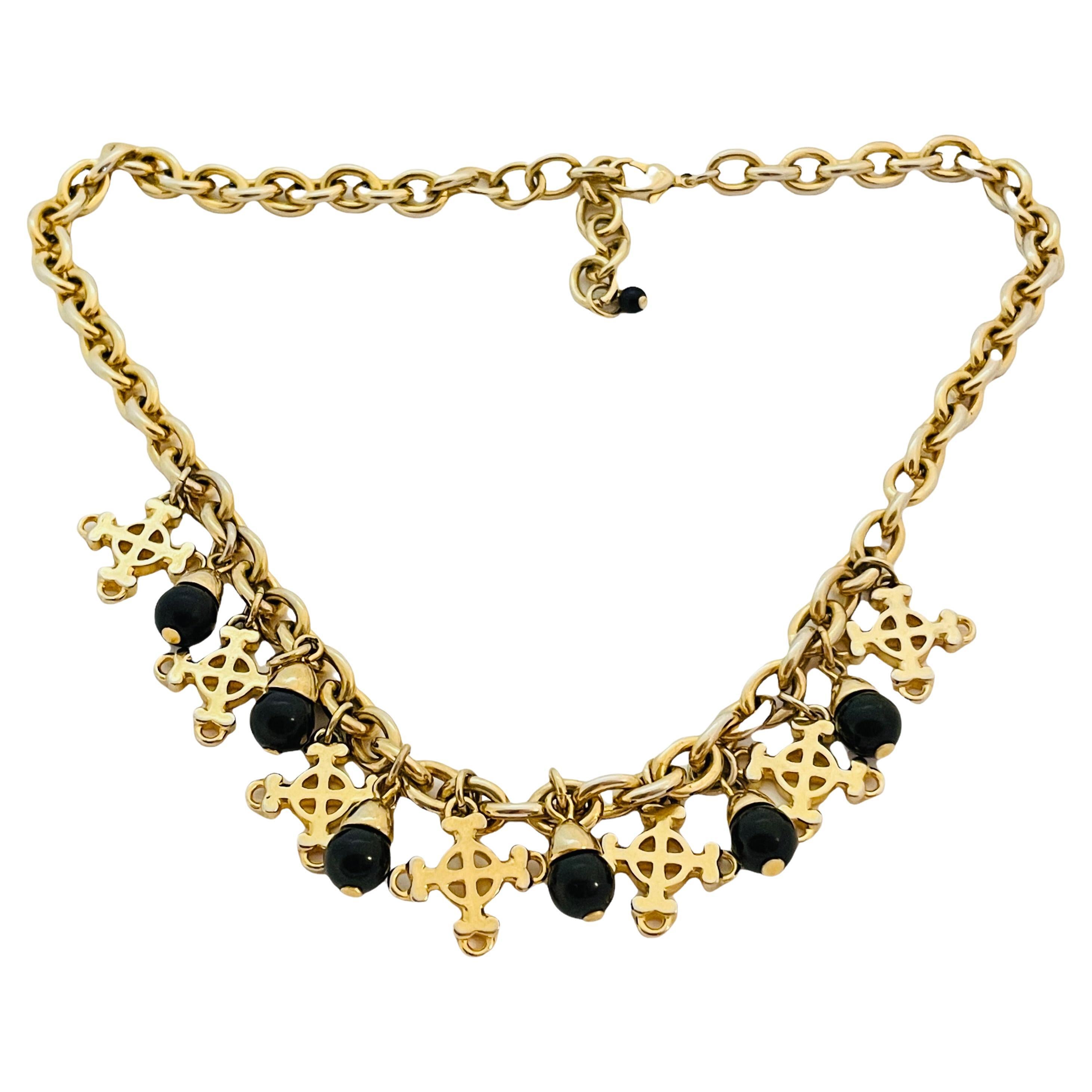 Vintage Gold Ton baumeln Kreuz Charme Kette Designer Halskette