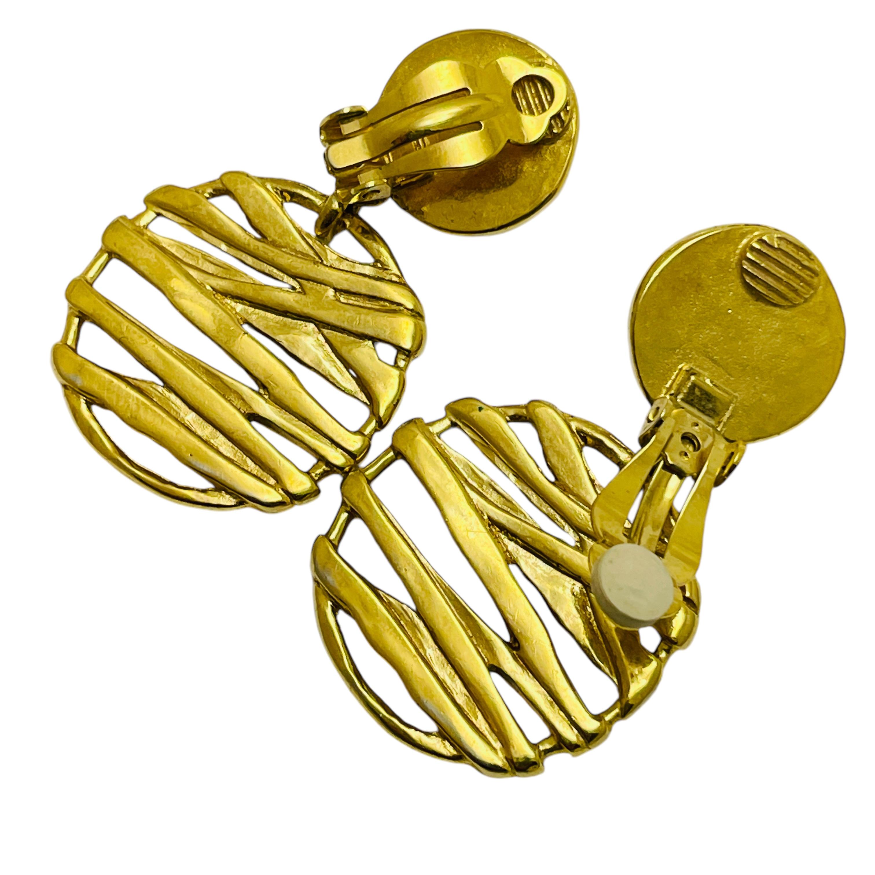 Pendientes de clip de diseño vintage en tono dorado en Bueno estado para la venta en Palos Hills, IL