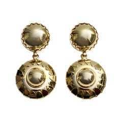 Vintage Gold Tone Dangling Circle like Earrings, circa 2000s
