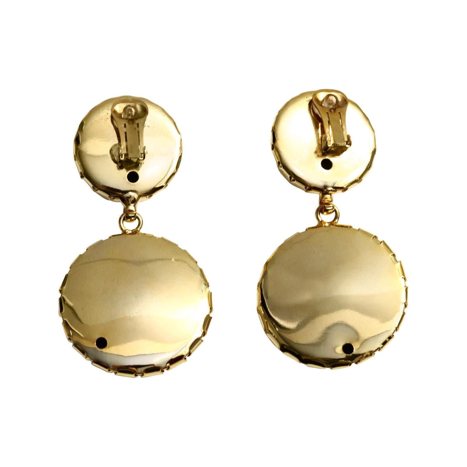 Vintage Gold Tone Dangling Circle like Earrings, circa 2000s For Sale 1