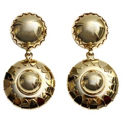 Vintage Gold Tone Dangling Circle like Earrings, circa 2000s