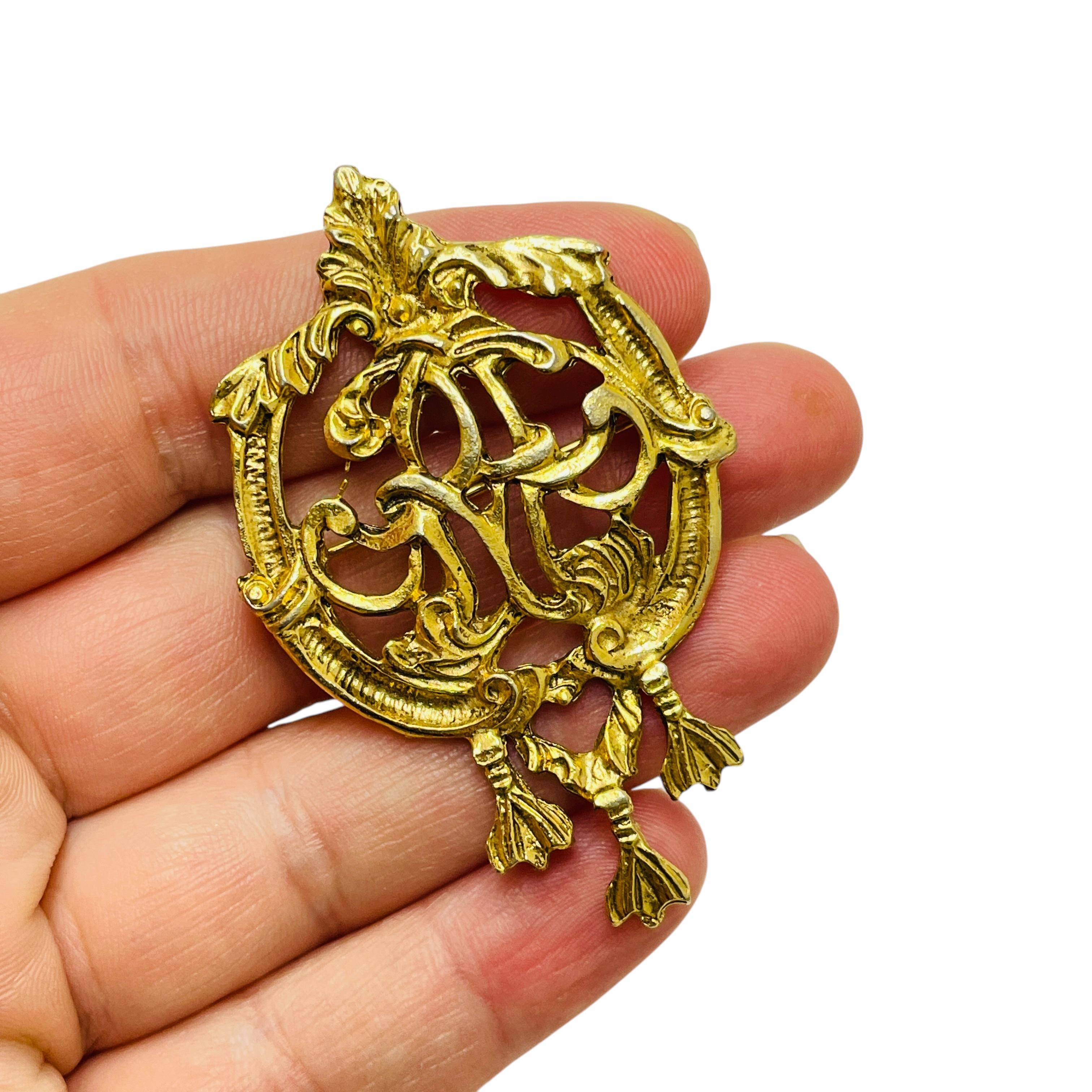 De las mujeres Broche vintage de diseño en tono dorado en venta