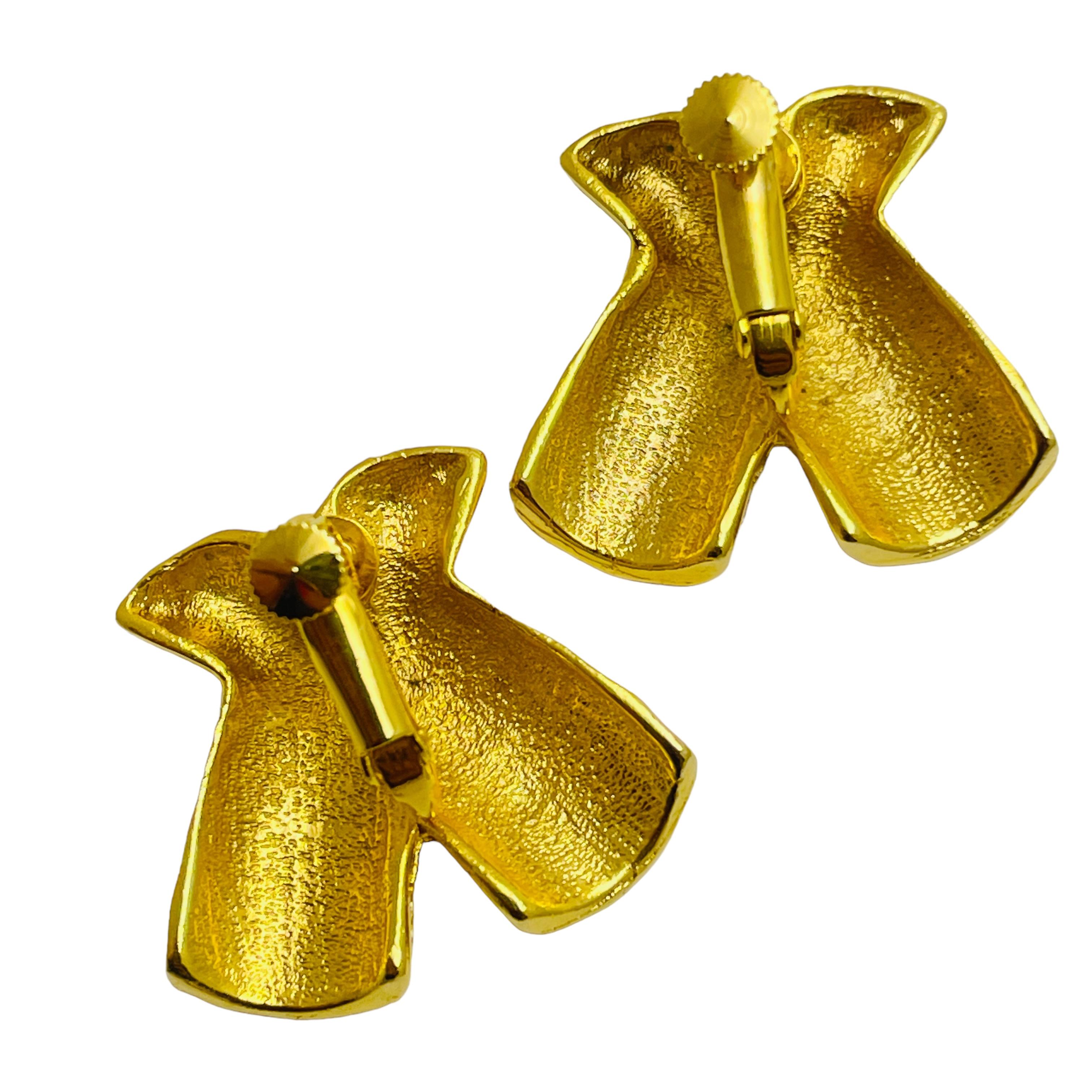 Pendientes de clip de diseño vintage en tono dorado en Bueno estado para la venta en Palos Hills, IL