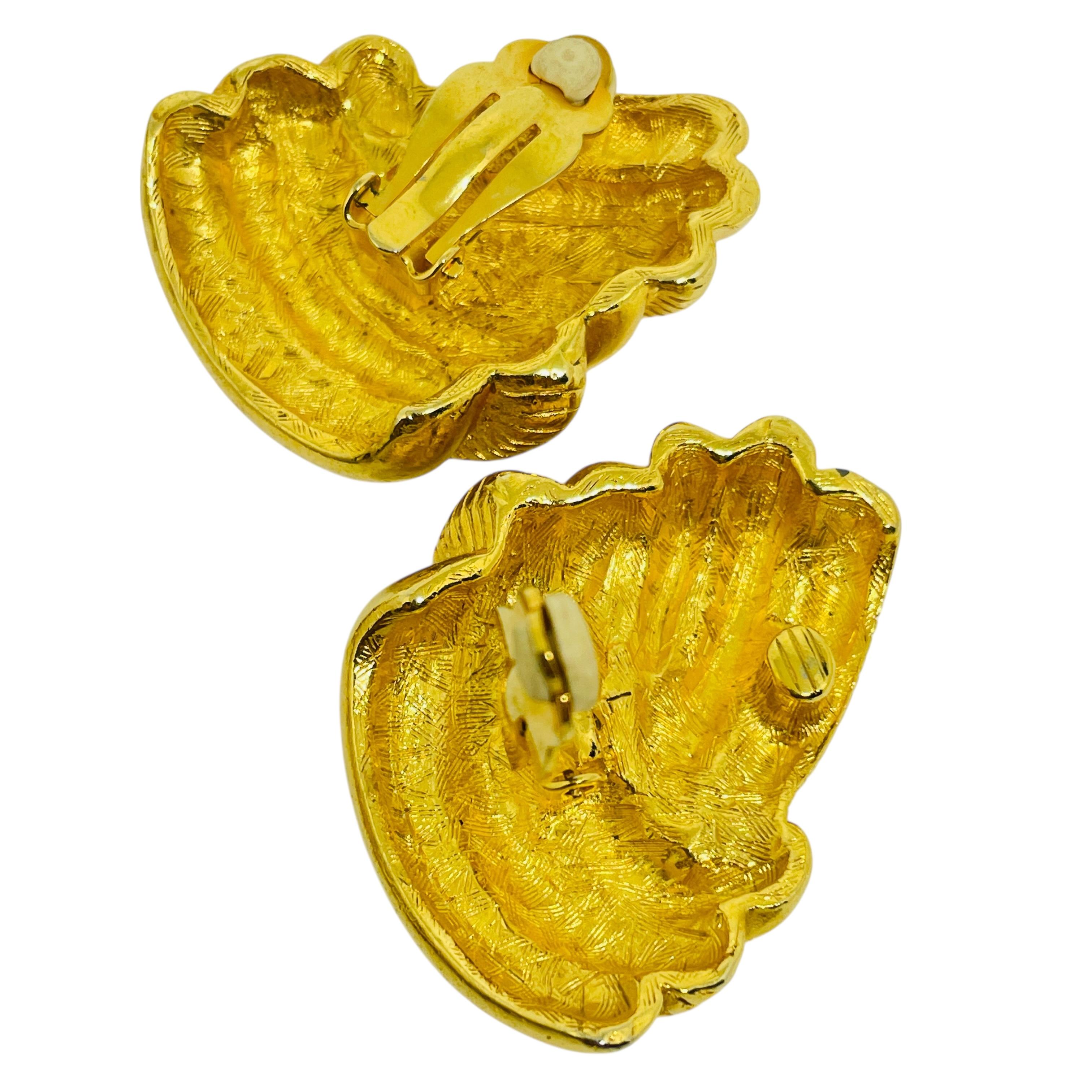 Vintage Goldtöne Designer-Ohrclips an Ohrringen im Zustand „Gut“ im Angebot in Palos Hills, IL