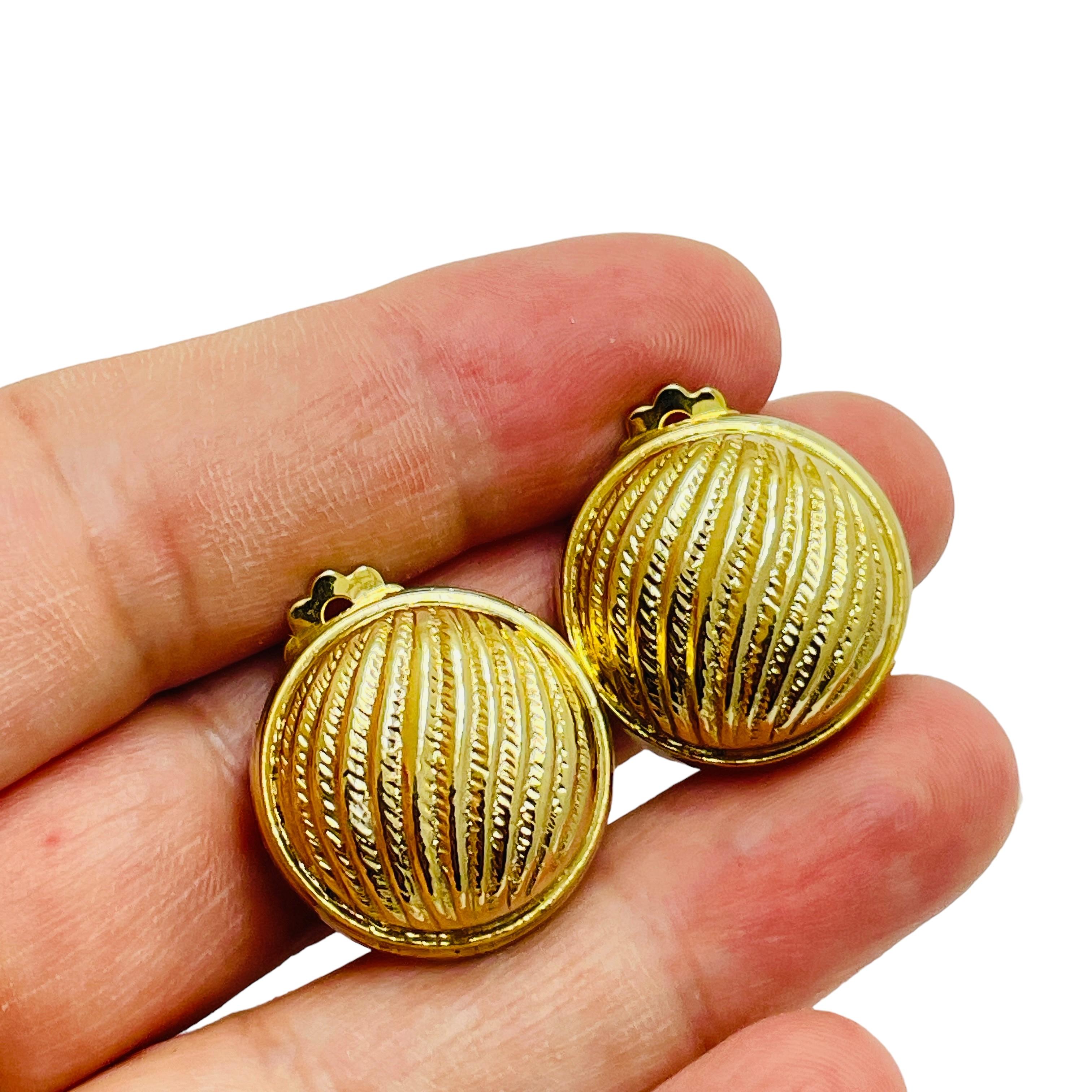 Women's Vintage gold tone designer clip on earrings For Sale