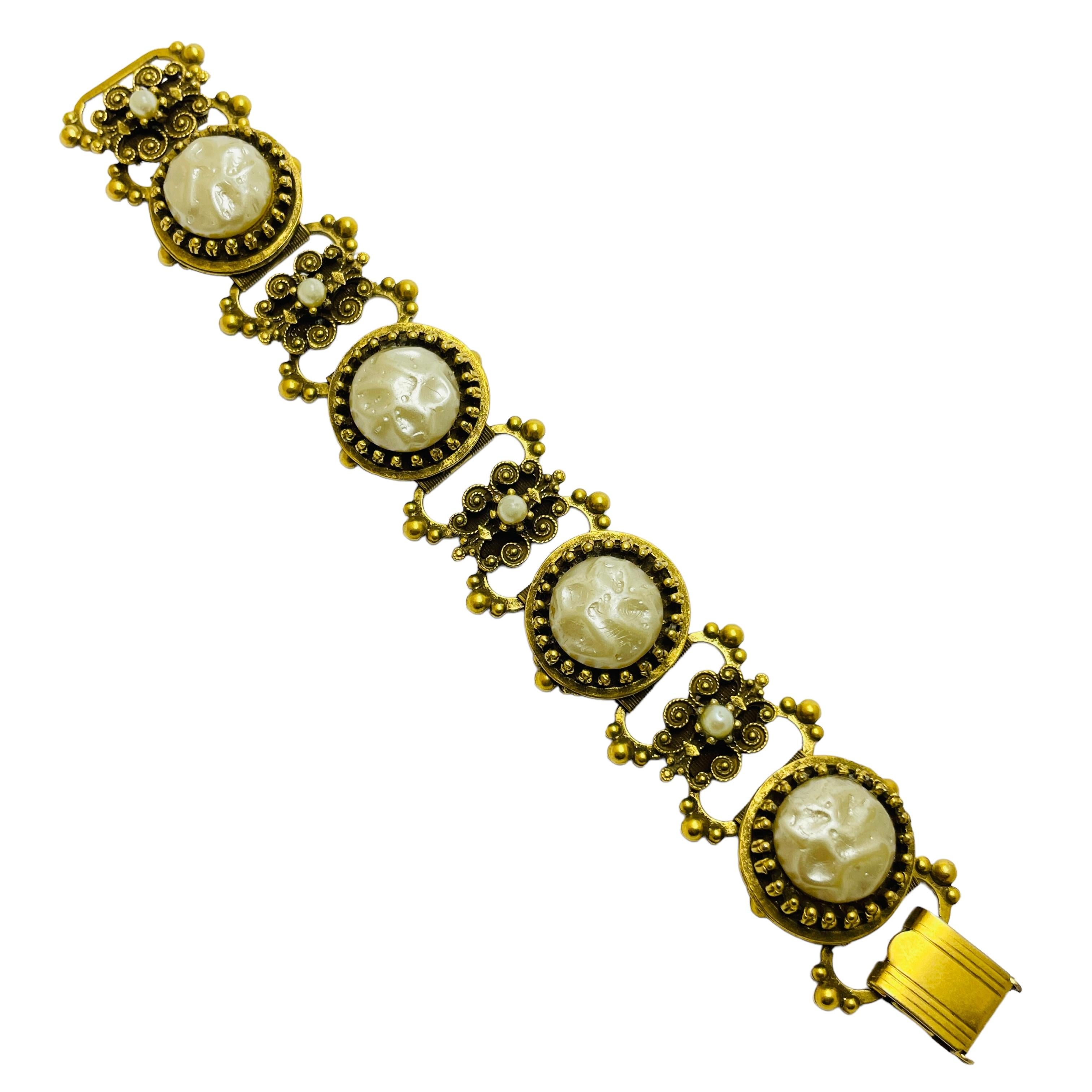 Vintage gold tone designer clip on earrings For Sale 2
