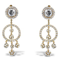 Vintage Gold Tone Diamante Long Dangling Earrings with Rondelles, Circa 1960s