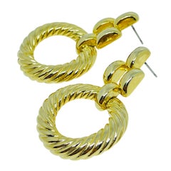 Vintage gold tone door knocker earrings