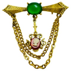 Spilla vintage con cammeo dsngke in tono dorato