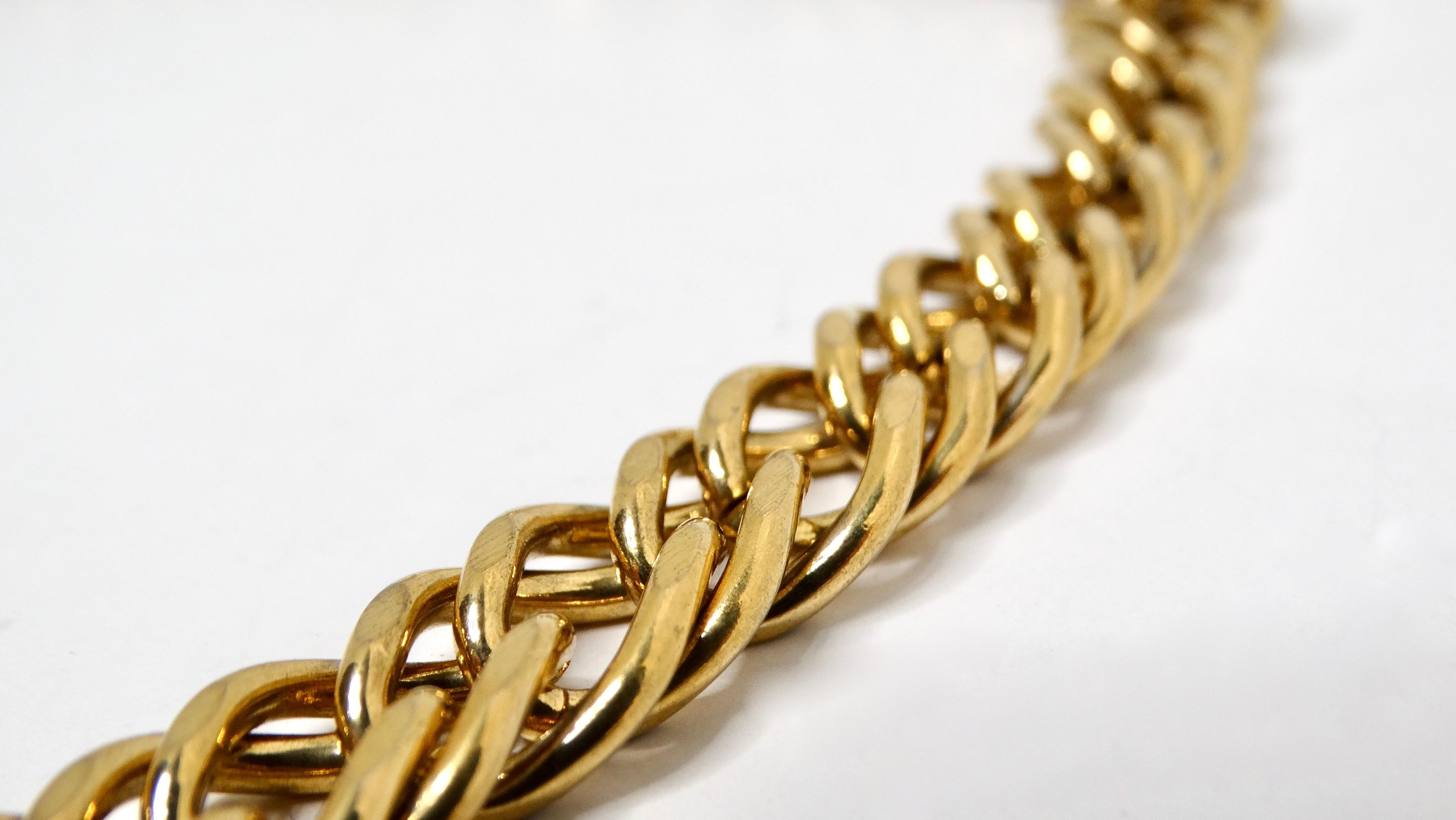 Goldfarbene, goldfarbene, ägyptische Sphinx-Statement-Anhänger-Halskette mit Kettengliedern Damen im Angebot