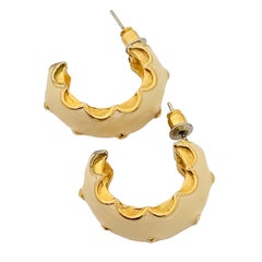 Vintage gold tone enamel designer earrings