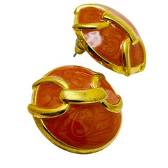 Vintage gold tone enamel designer earrings