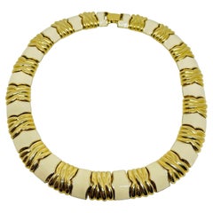 Vintage Goldton Emaille Designer Halskette