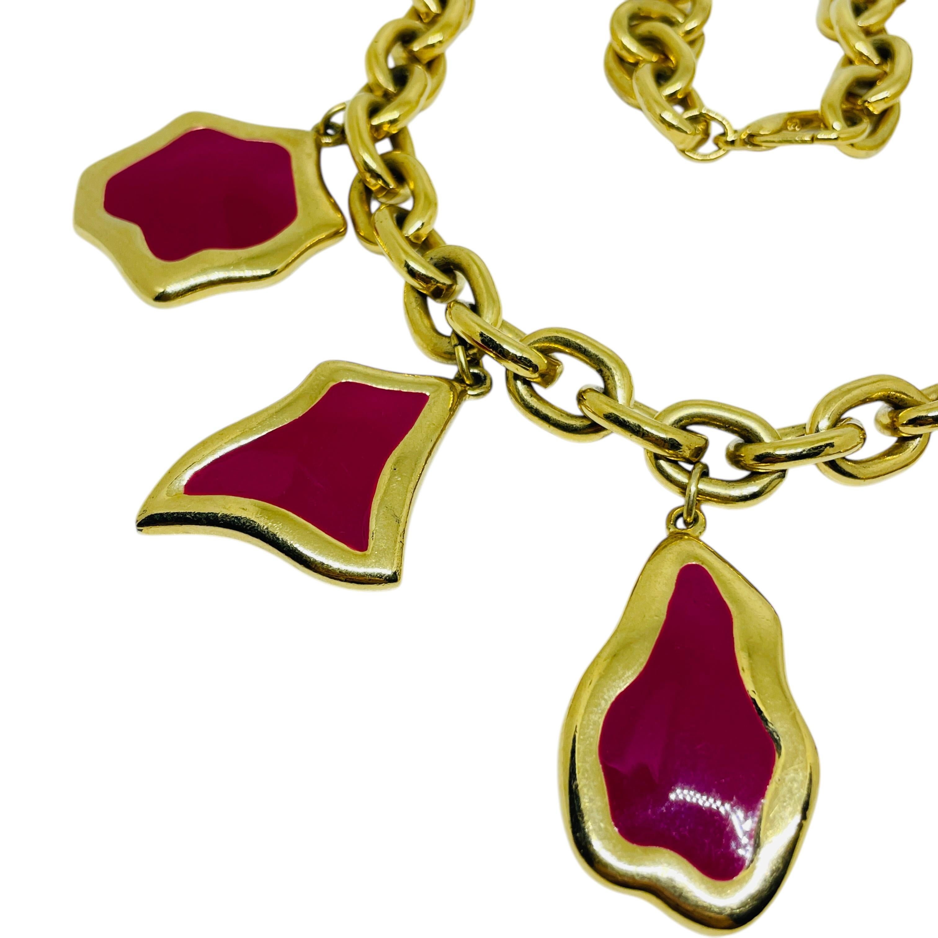 Collier de créateur vintage à chaîne massive en émail doré Bon état - En vente à Palos Hills, IL