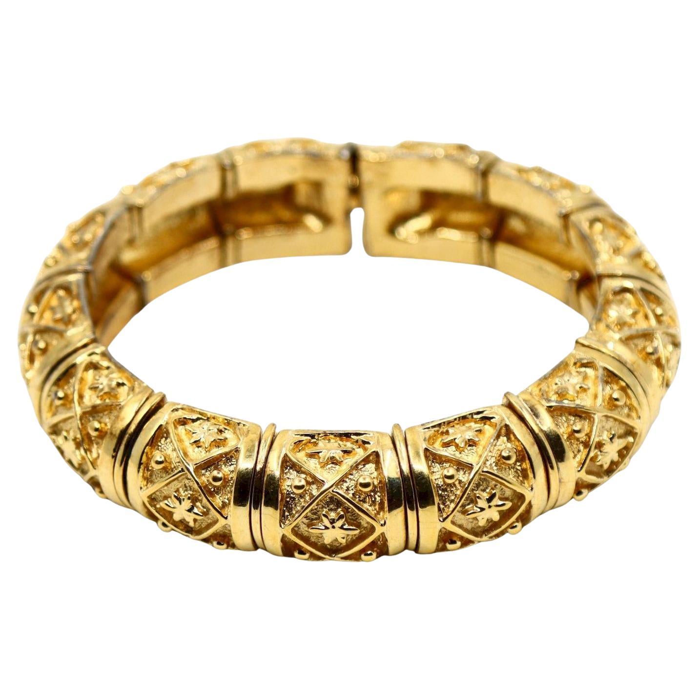 Vintage Gold Tone Engraved Bangle Bracelet