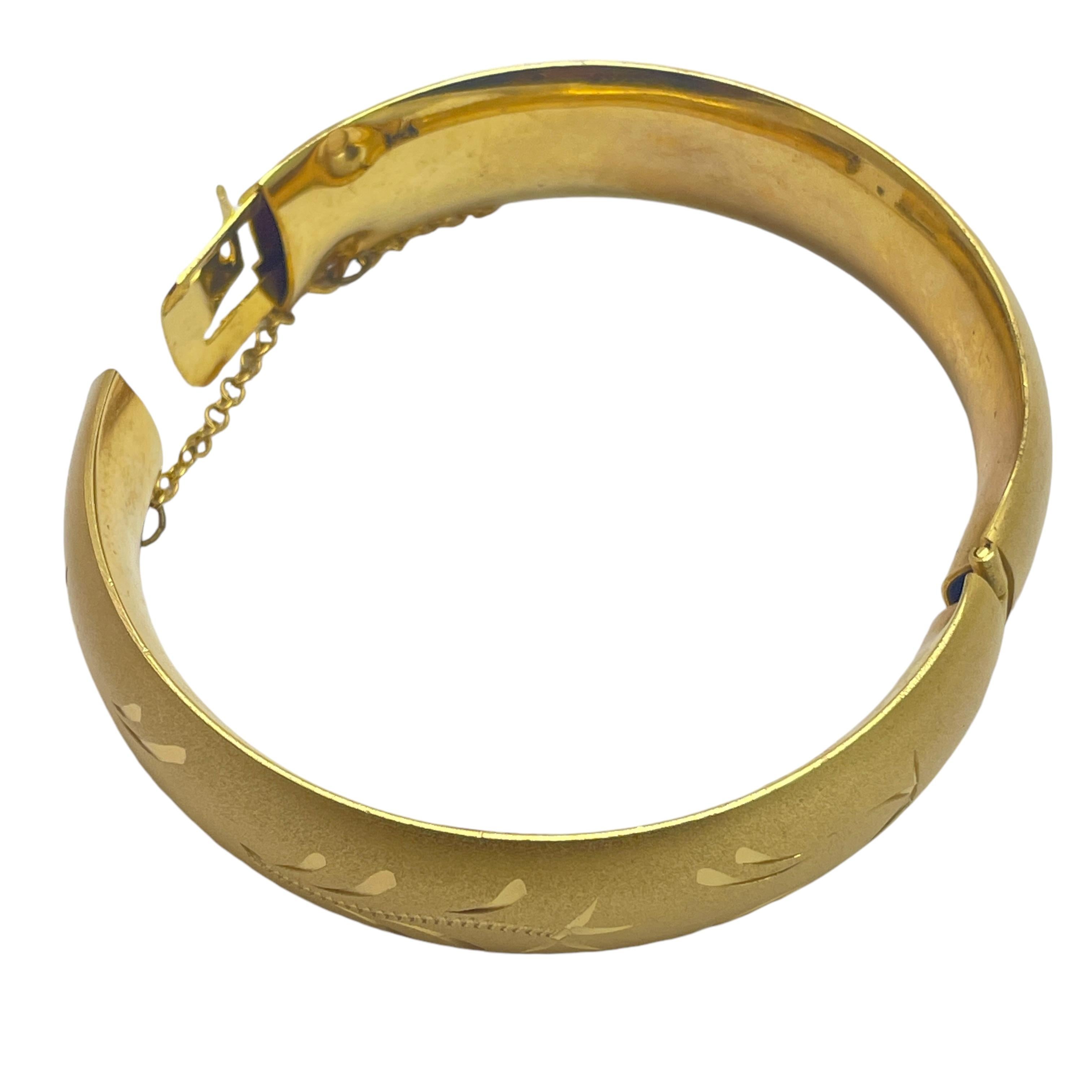Women's Vintage gold tone engraved designer bracelet For Sale