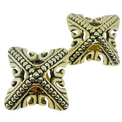 Orecchini a clip vintage in tonalità oro in stile etrusco di design anni
80