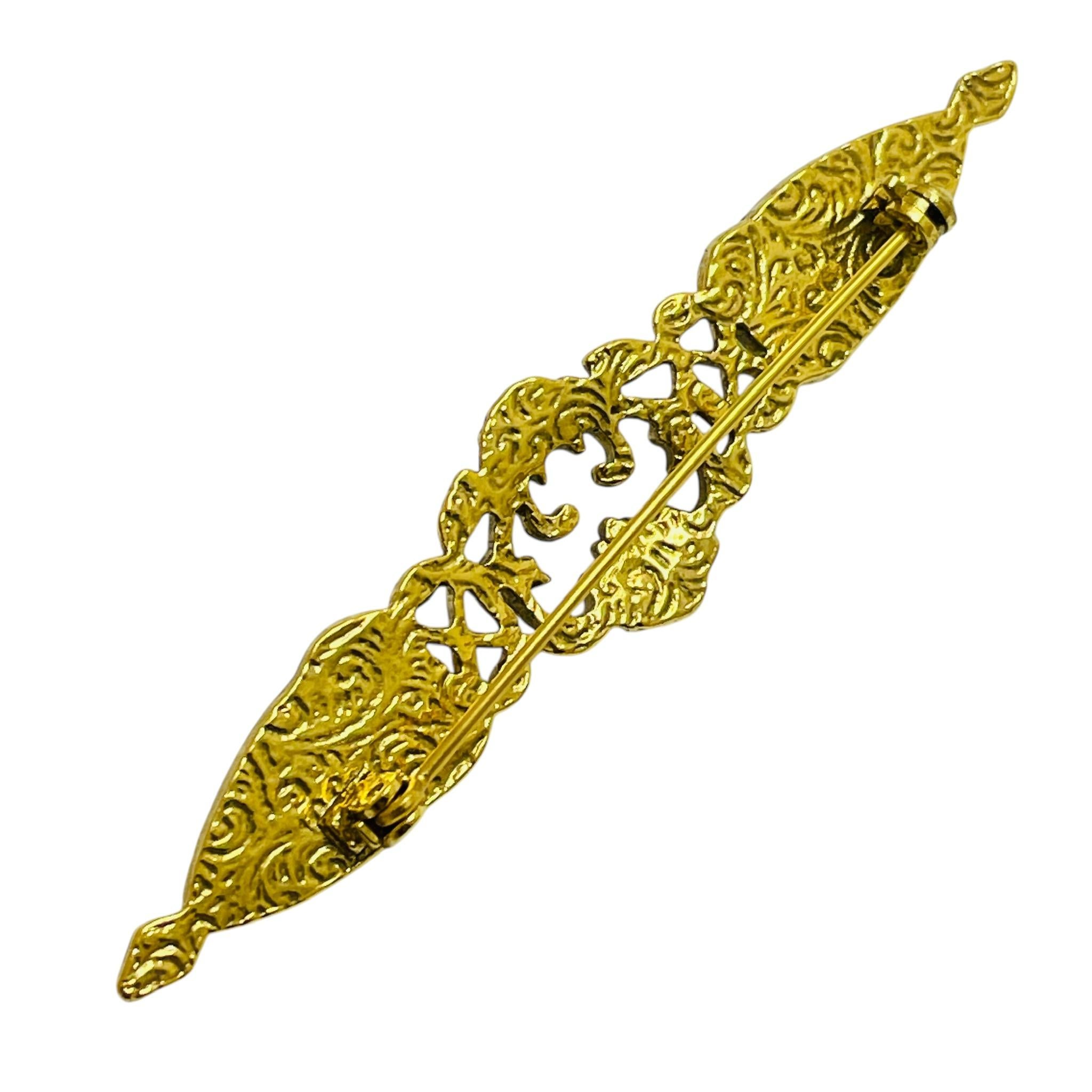 Vintage Gold Ton faux Perle Designer Brosche im Zustand „Gut“ im Angebot in Palos Hills, IL