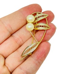Vintage Gold Ton faux Perlen Blume Designer Brosche