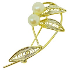 Vintage Gold Ton faux Perlen Blume Designer Brosche