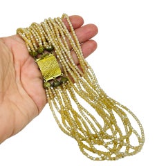 Vintage gold tone faux pearls multi strand beaded 1970's necklace