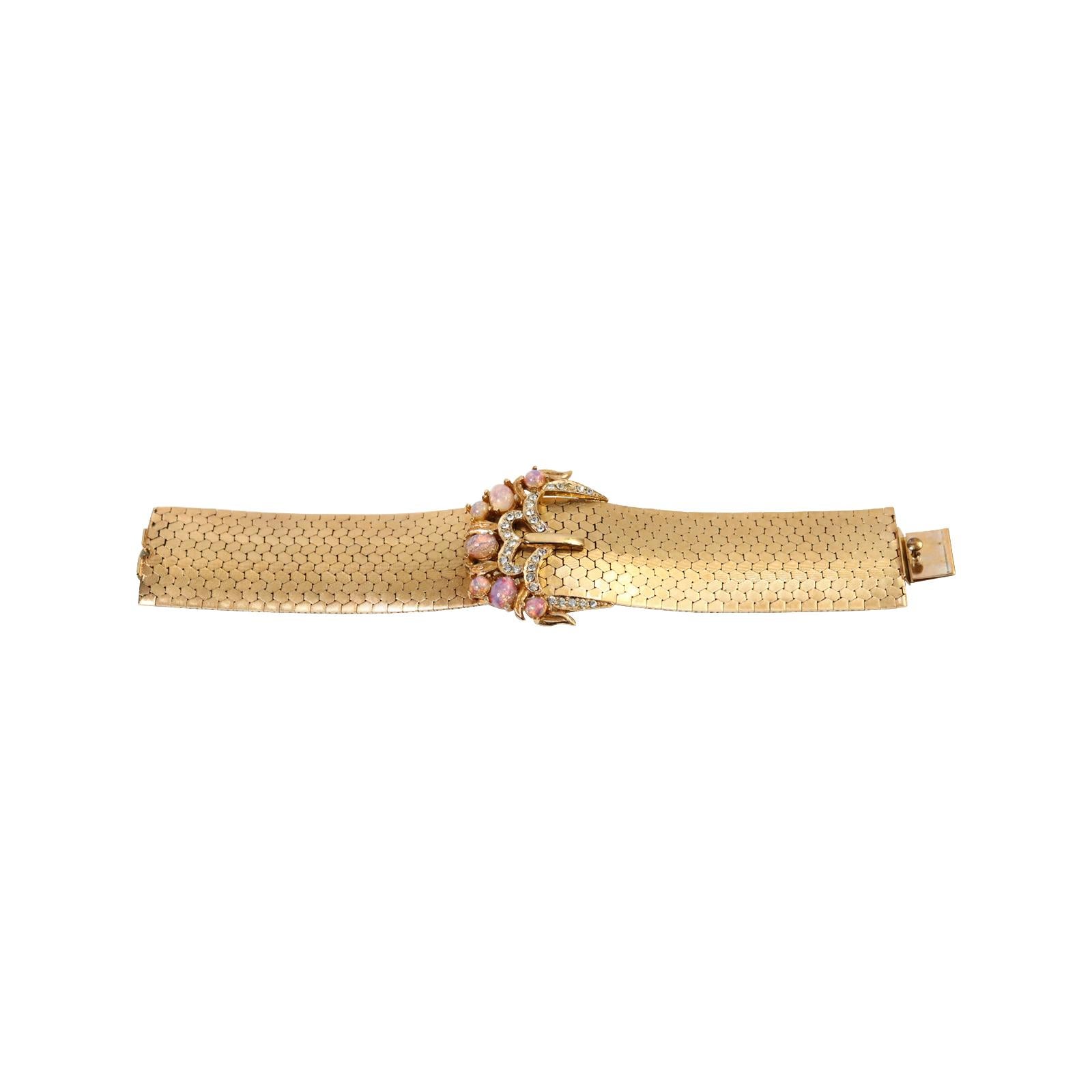 Modern Vintage Gold Tone Flexible Bracelet Cuff Circa 1980s For Sale