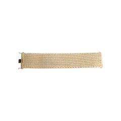 Vintage Gold Tone Flexible Wide Cuff Bracelet, Circa 1960s, 113.3g