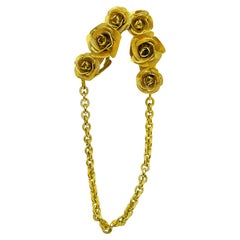 Pinzas de jersey vintage de flores en tono dorado