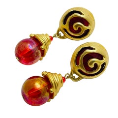 Vintage gold tone glass balls dangle designer brooch