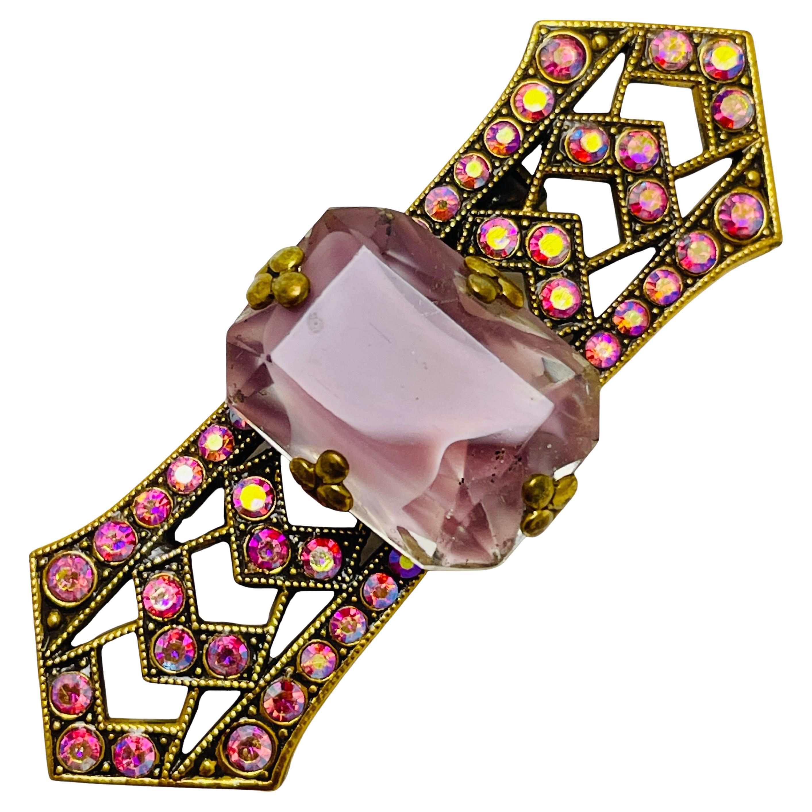 Broche vintage de cristal dorado de diseño