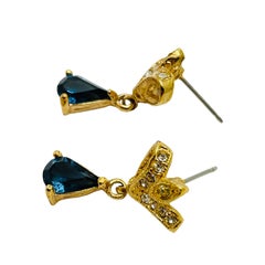 Pendientes colgantes de diseño vintage de cristal dorado